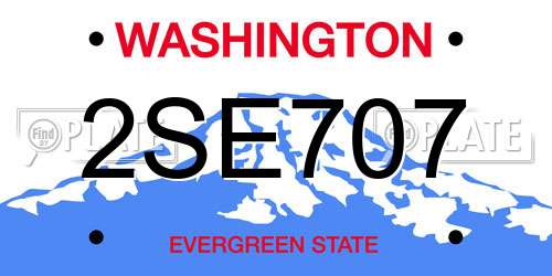 2SE707 Washington License Plate