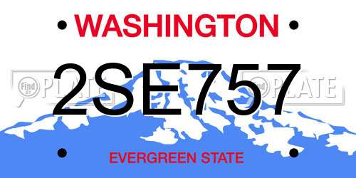 2SE757 Washington License Plate