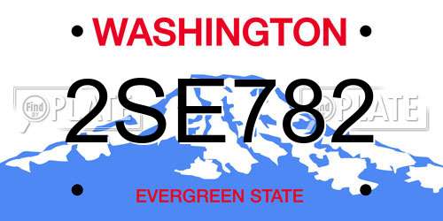 2SE782 Washington License Plate