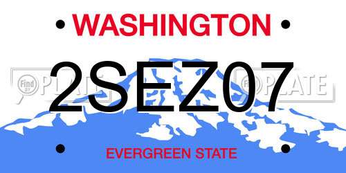 2SEZ07 Washington License Plate