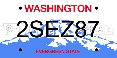 2SEZ87 Washington License Plate