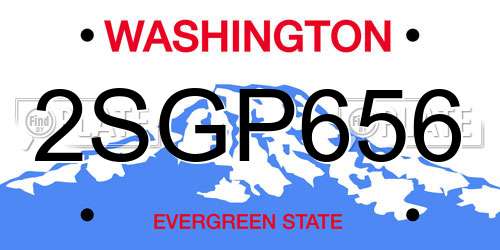 2SGP656 Washington License Plate