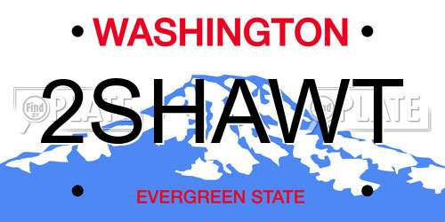 2SHAWT Washington License Plate
