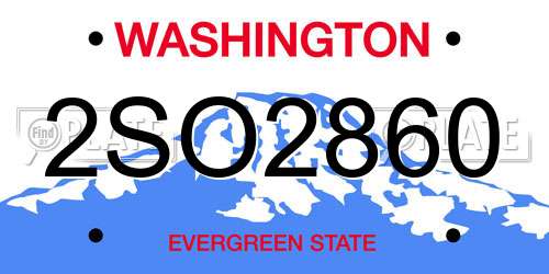 2SO2860 Washington License Plate