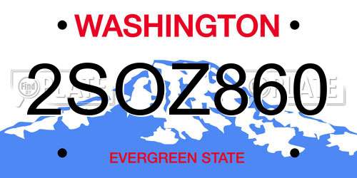 2SOZ860 Washington License Plate