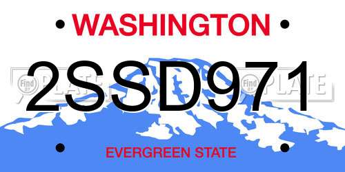 2SSD971 Washington License Plate