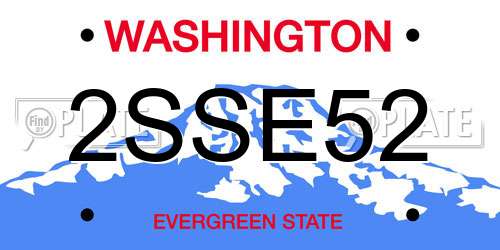 2SSE52 Washington License Plate