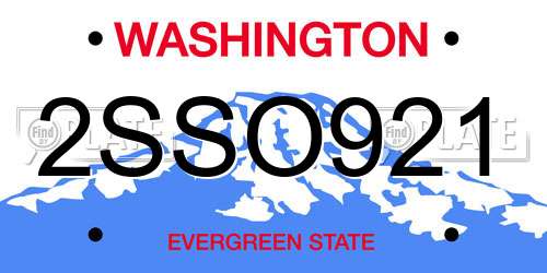 2SSO921 Washington License Plate