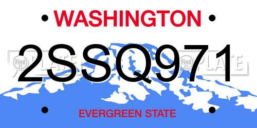 2SSQ971 Washington License Plate
