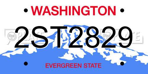 2ST2829 Washington License Plate