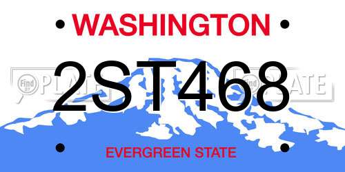 2ST468 Washington License Plate