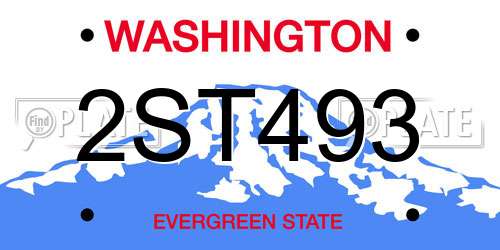 2ST493 Washington License Plate