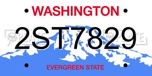 2ST7829 Washington License Plate