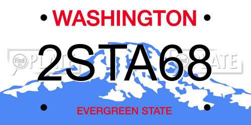 2STA68 Washington License Plate