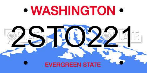 2STO221 Washington License Plate
