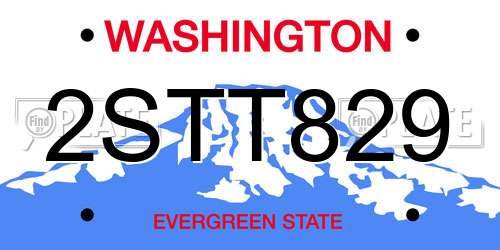 2STT829 Washington License Plate