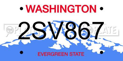 2SV867 Washington License Plate