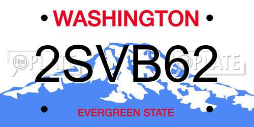 2SVB62 Washington License Plate