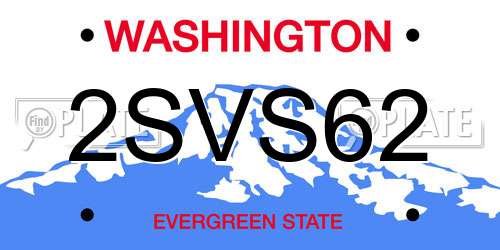 2SVS62 Washington License Plate