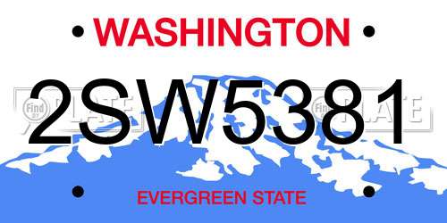 2SW5381 Washington License Plate