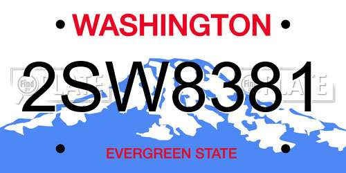 2SW8381 Washington License Plate