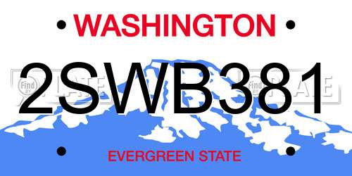2SWB381 Washington License Plate