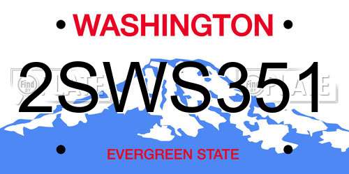 2SWS351 Washington License Plate