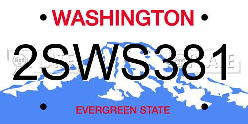 2SWS381 Washington License Plate