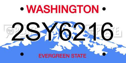 2SY6216 Washington License Plate