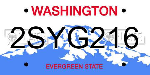 2SYG216 Washington License Plate