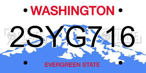 2SYG716 Washington License Plate