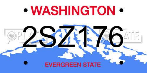 2SZ176 Washington License Plate