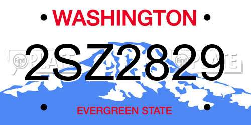 2SZ2829 Washington License Plate