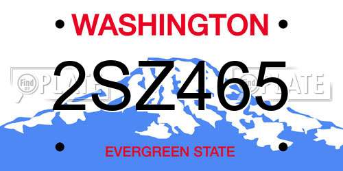 2SZ465 Washington License Plate