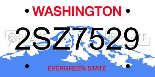 2SZ7529 Washington License Plate