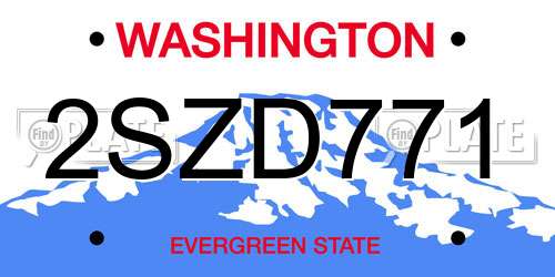 2SZD771 Washington License Plate