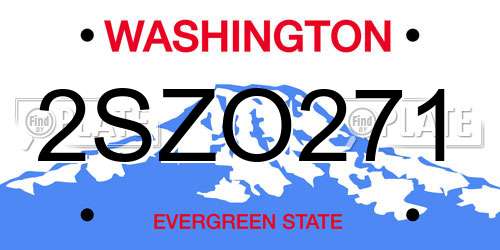 2SZO271 Washington License Plate