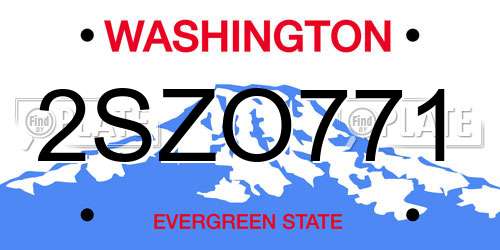 2SZO771 Washington License Plate