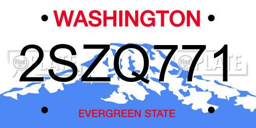 2SZQ771 Washington License Plate