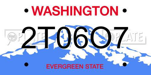 2T06O7 Washington License Plate