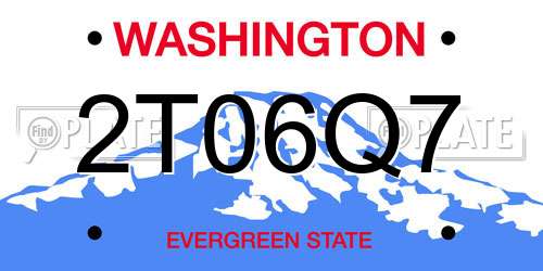 2T06Q7 Washington License Plate