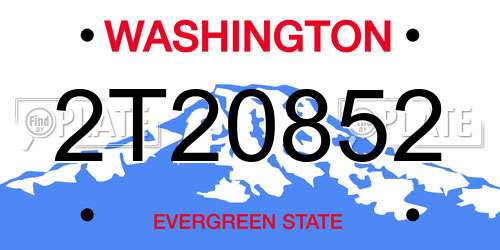 2T20852 Washington License Plate