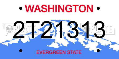 2T21313 Washington License Plate