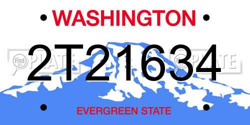 2T21634 Washington License Plate