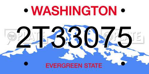 2T33075 Washington License Plate