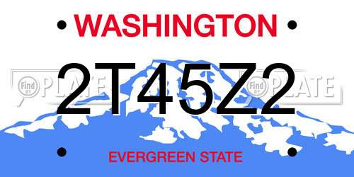 2T45Z2 Washington License Plate