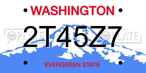 2T45Z7 Washington License Plate