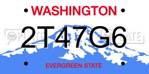 2T47G6 Washington License Plate