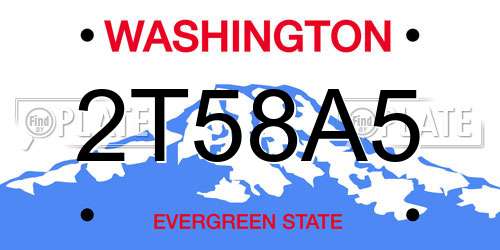 2T58A5 Washington License Plate