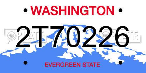 2T70226 Washington License Plate